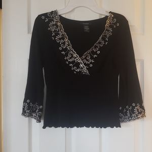 Black top with cream trim